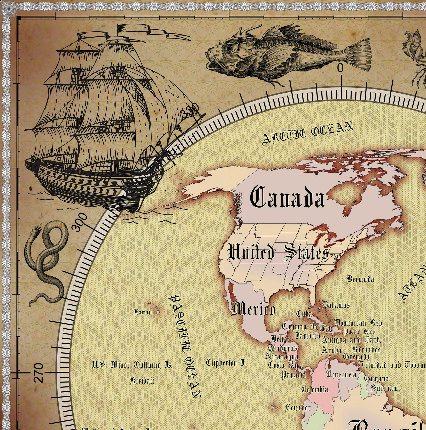 15 Vintage World Map Poster – 24x36 in (300 DPI, Print-Ready JPG) Gall Peters PRJ saturated colors palette