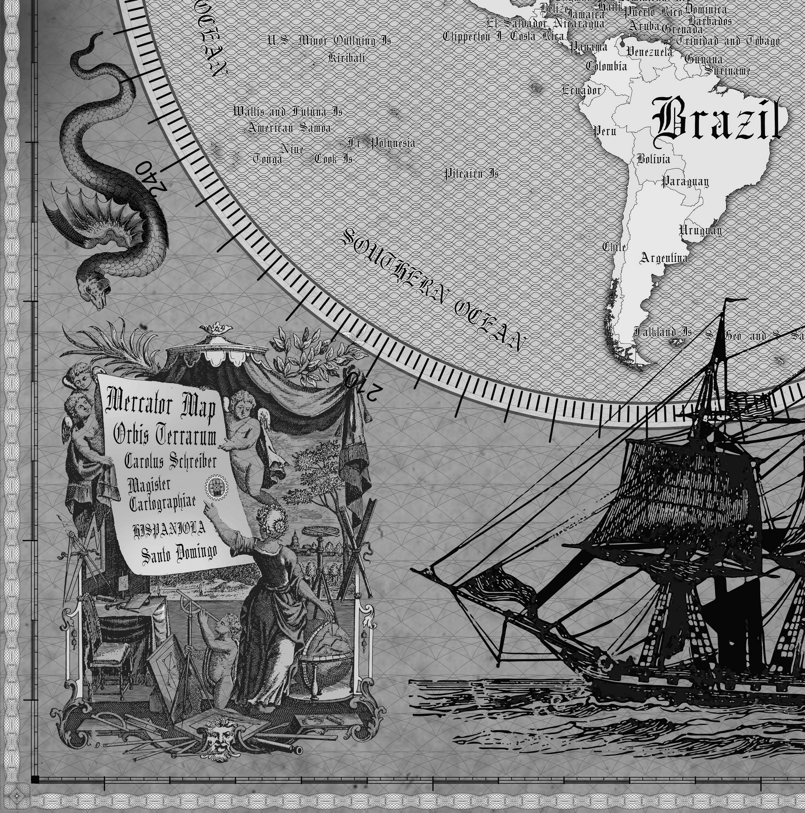 8 Vintage World Map Poster – 24x36 in (300 DPI, Print-Ready JPG) Mercator PRJ black-white palette