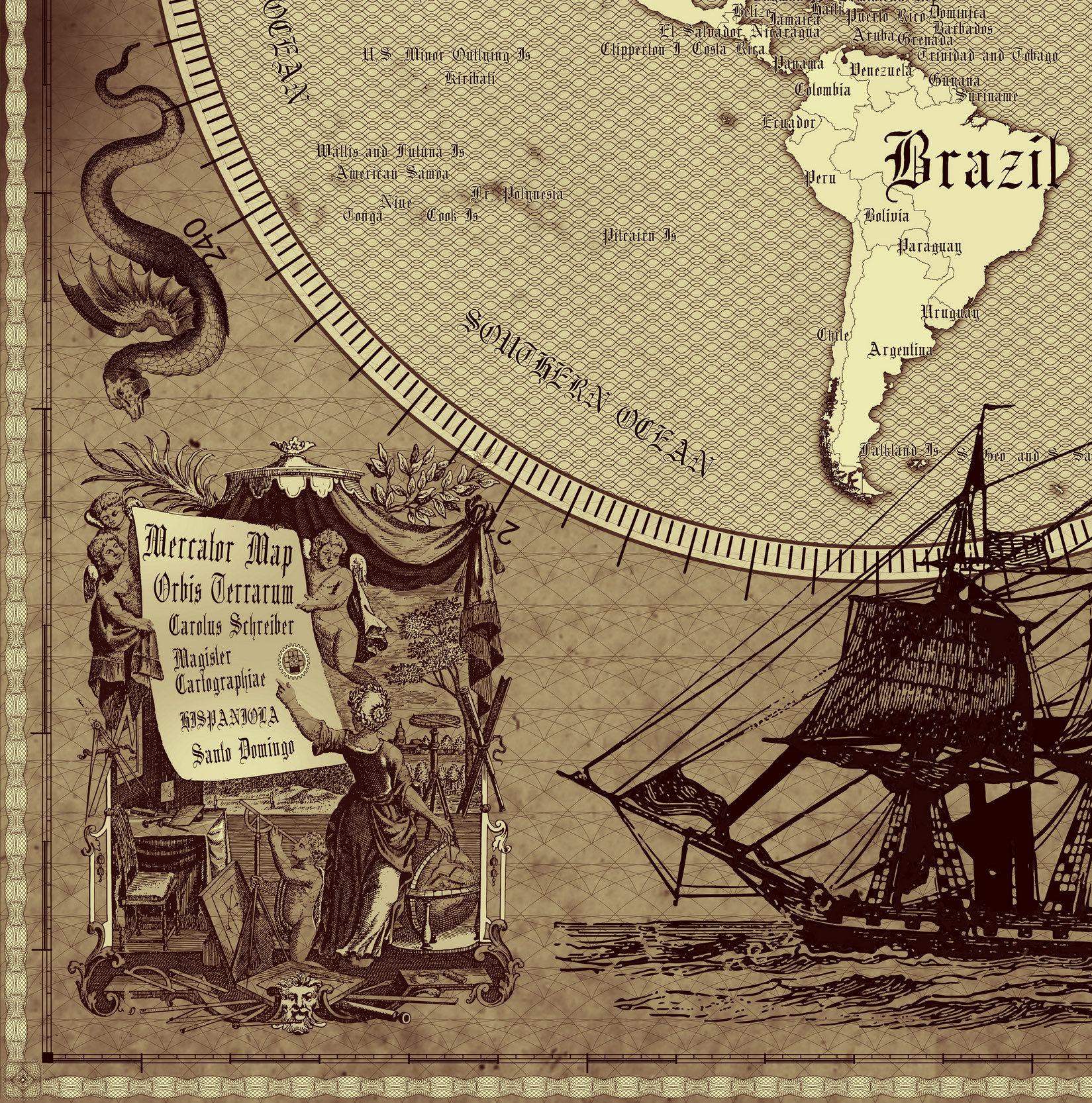 4 Vintage World Map Poster – 24x36 in (300 DPI, Print-Ready JPG) Mercator PRJ warm brown palette