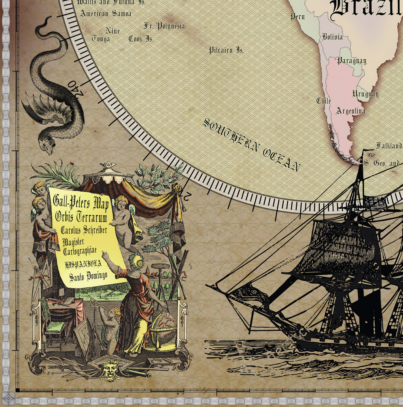 19 Vintage World Map Poster – 24x36 in (300 DPI, Print-Ready JPG) Gall Peters PRJ saturated warm colors palette