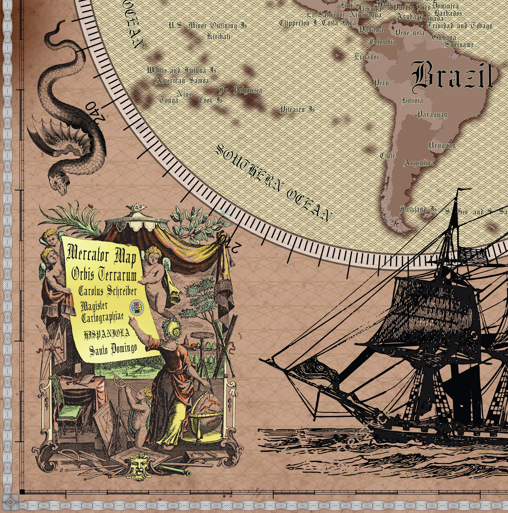 2 Vintage World Map Poster – 24x36 in (300 DPI, Print-Ready JPG) Mercator PRJ warm palette