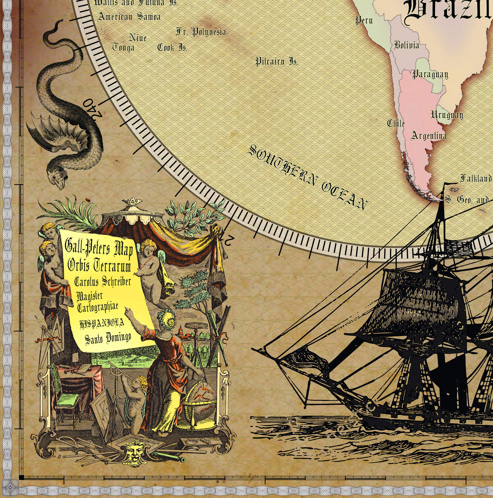 15 Vintage World Map Poster – 24x36 in (300 DPI, Print-Ready JPG) Gall Peters PRJ saturated colors palette