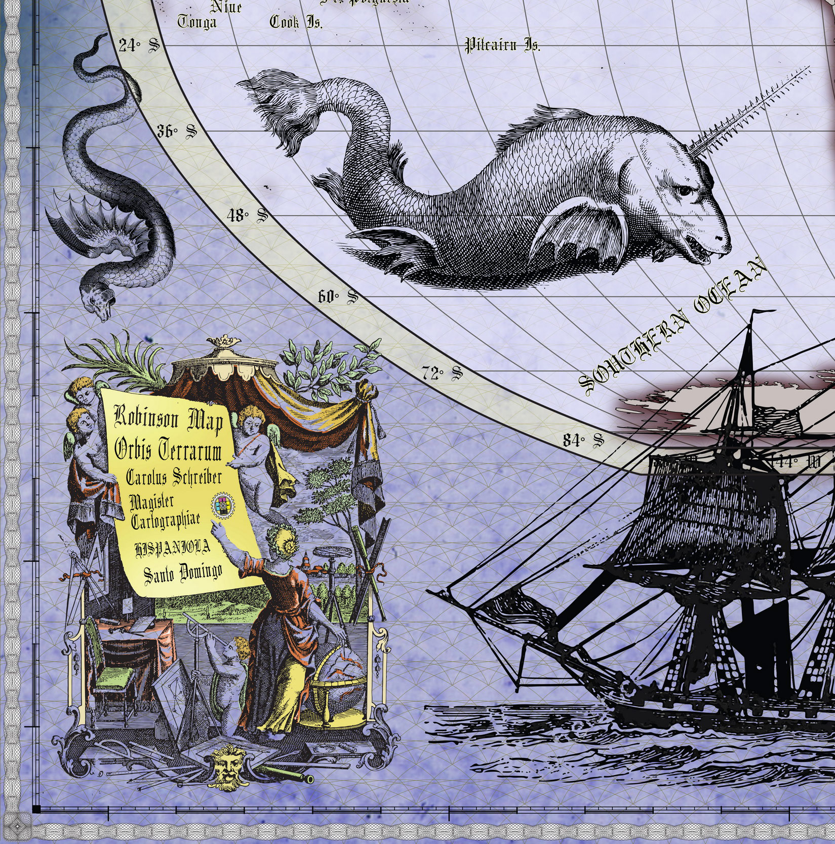 14 Vintage World Map Poster – 24x36 in (300 DPI, Print-Ready JPG) Robinson PRJ blue palette