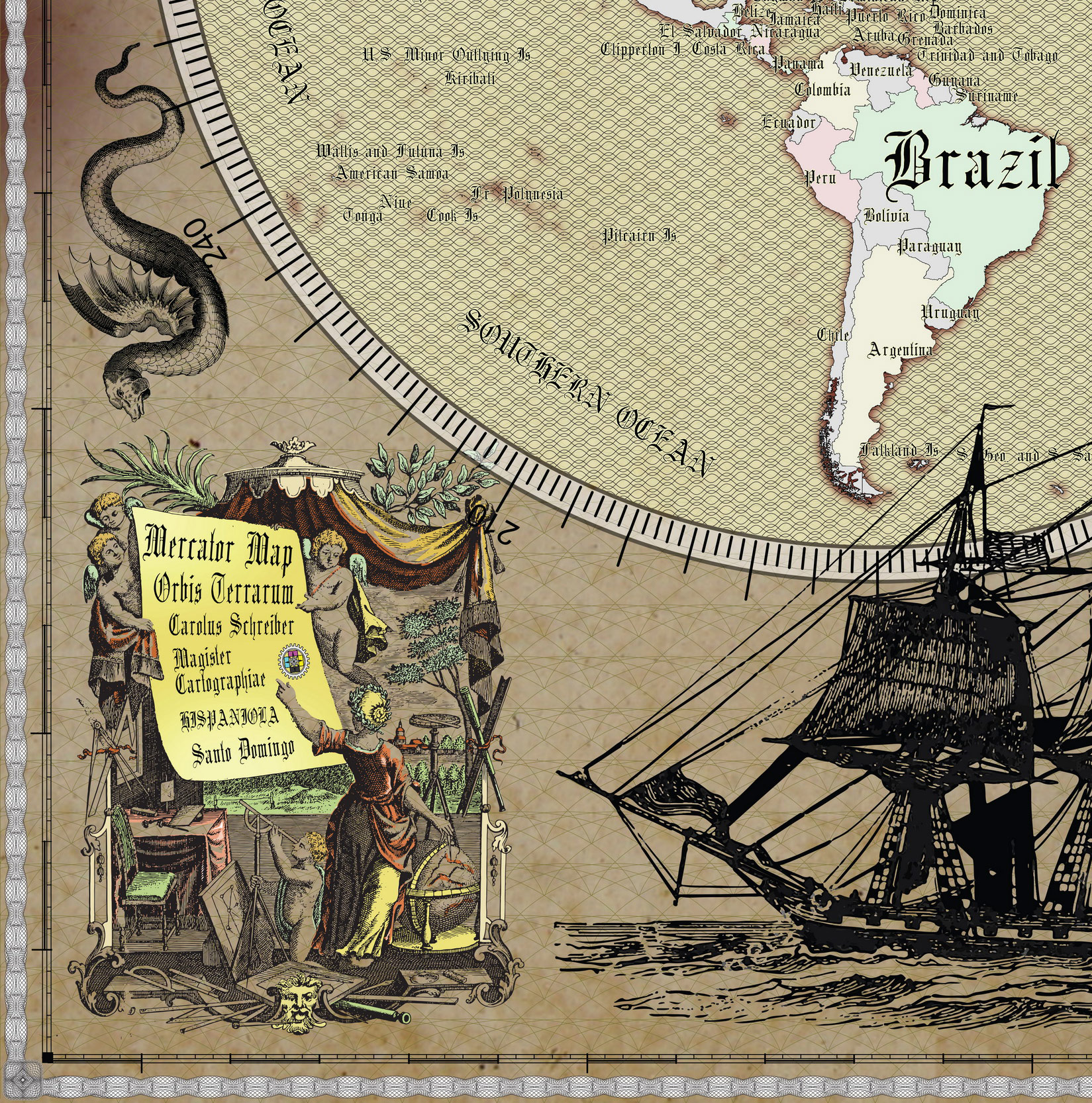 21 Vintage World Map Poster – 24x36 in (300 DPI, Print-Ready JPG) Mercator PRJ light colors palette