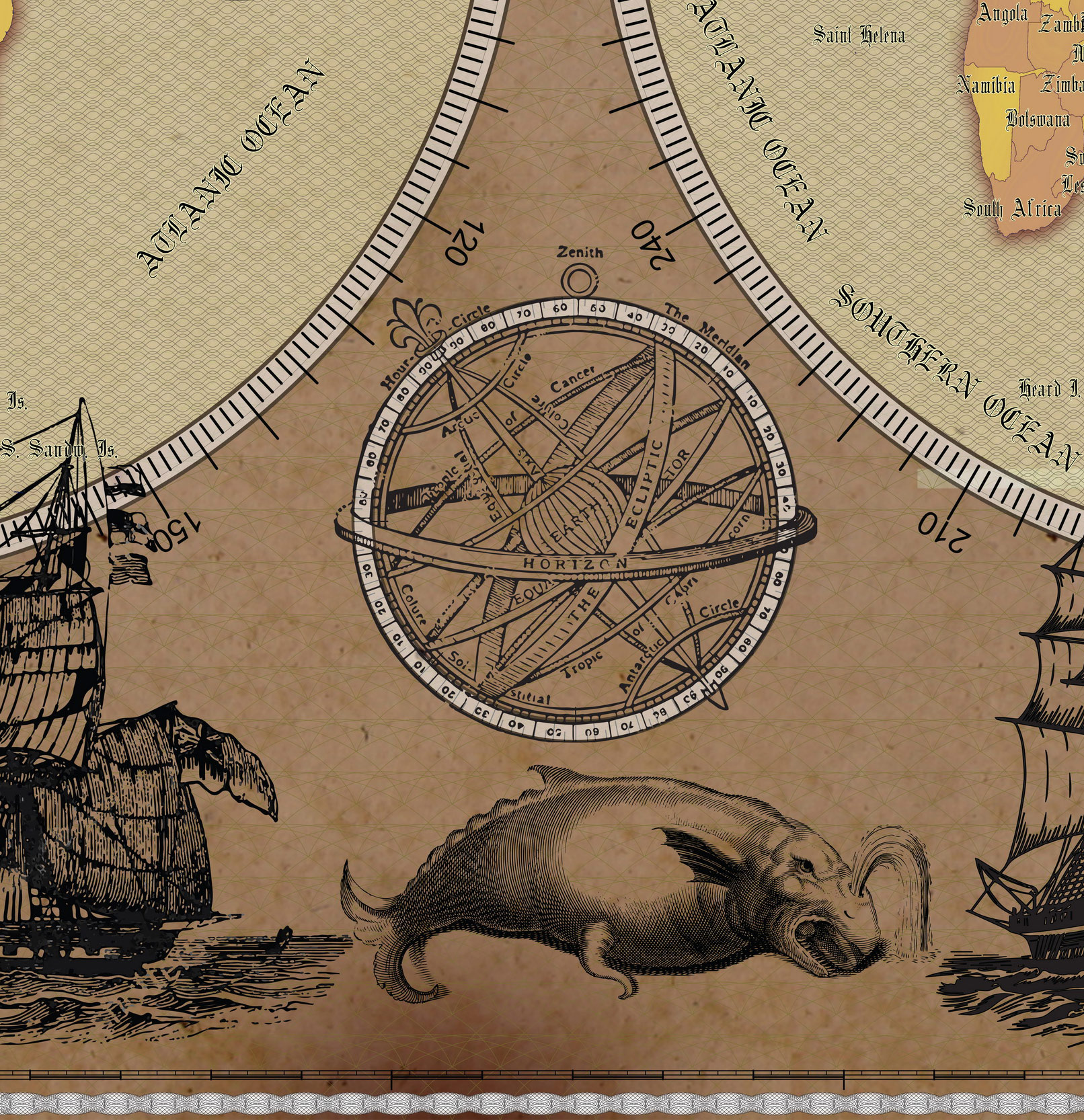 3 Vintage World Map Poster – 24x36 in (300 DPI, Print-Ready JPG) Gall Peters PRJ warm palette