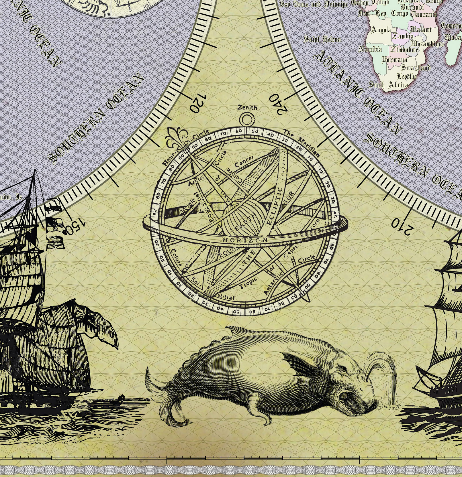 13 Vintage World Map Poster – 24x36 in (300 DPI, Print-Ready JPG) Mercator PRJ blue palette