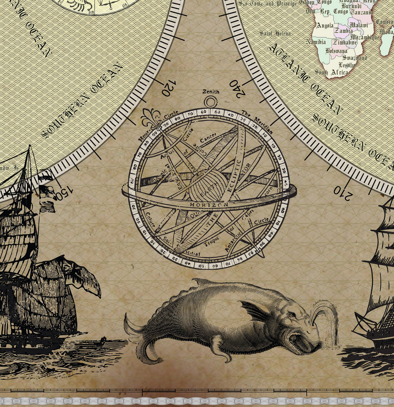 21 Vintage World Map Poster – 24x36 in (300 DPI, Print-Ready JPG) Mercator PRJ light colors palette