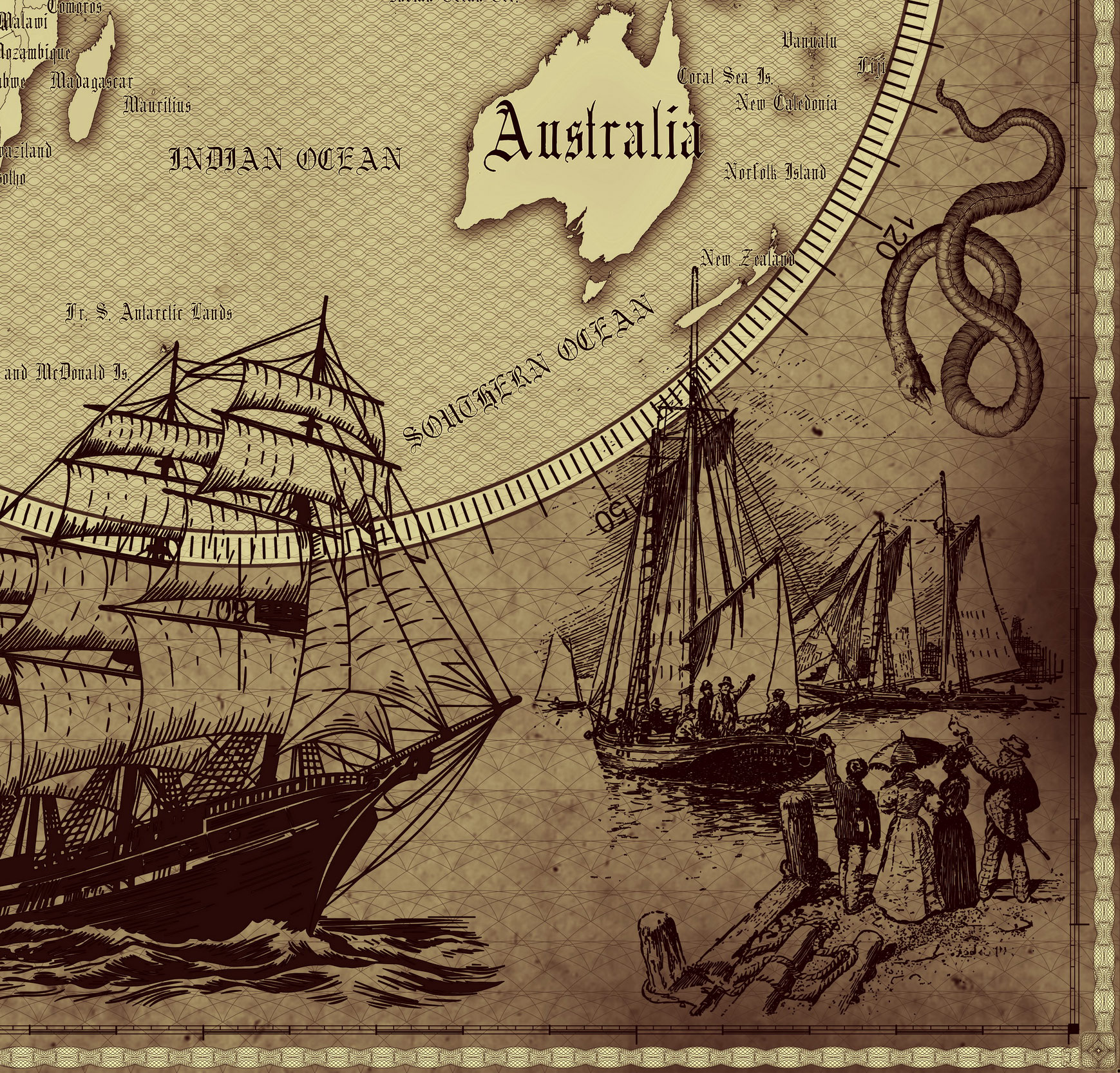 6 Vintage World Map Poster – 24x36 in (300 DPI, Print-Ready JPG) Gall Peters PRJ brown palette