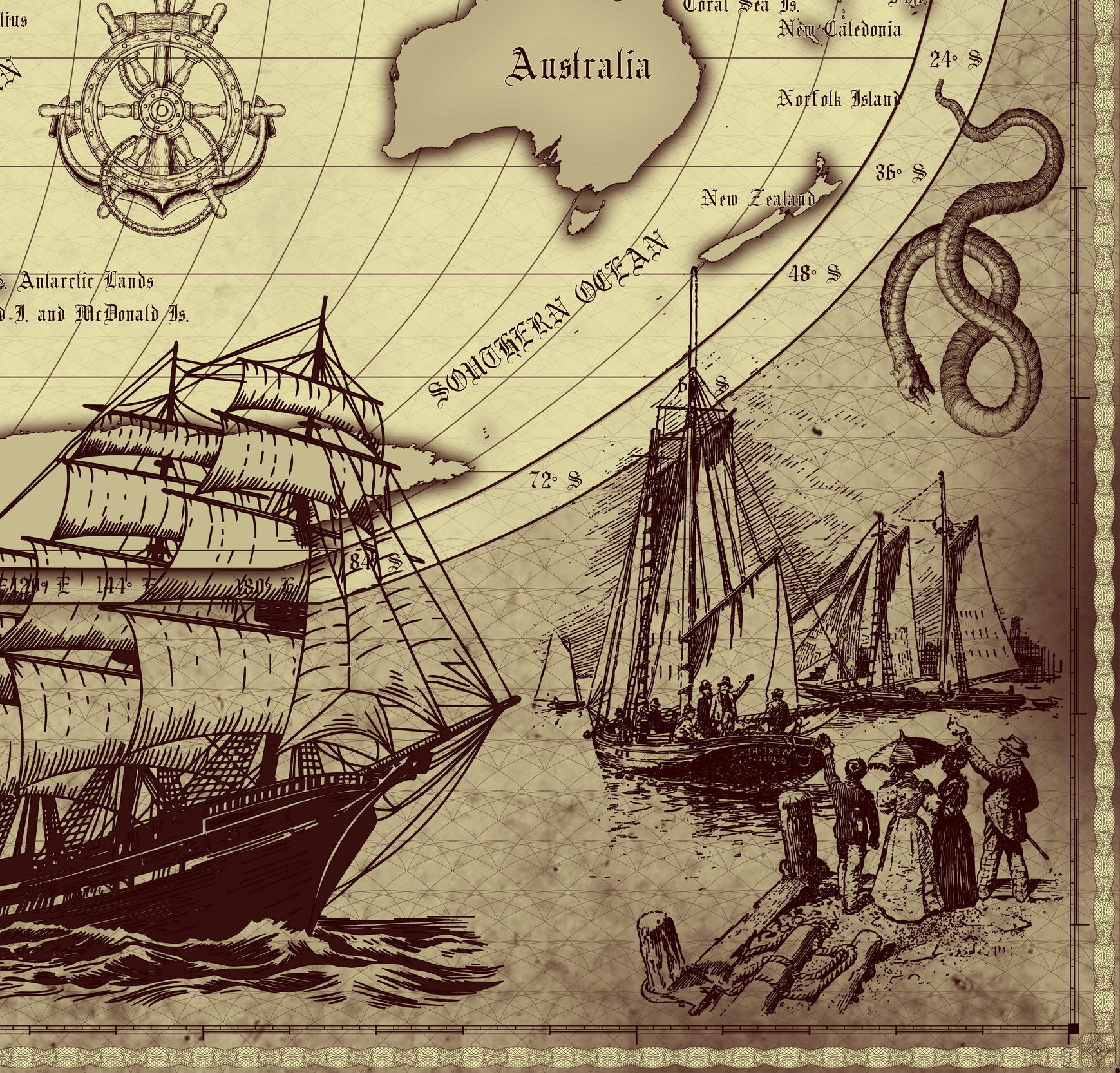 5 Vintage World Map Poster – 24x36 in (300 DPI, Print-Ready JPG) Robinson PRJ brown palette