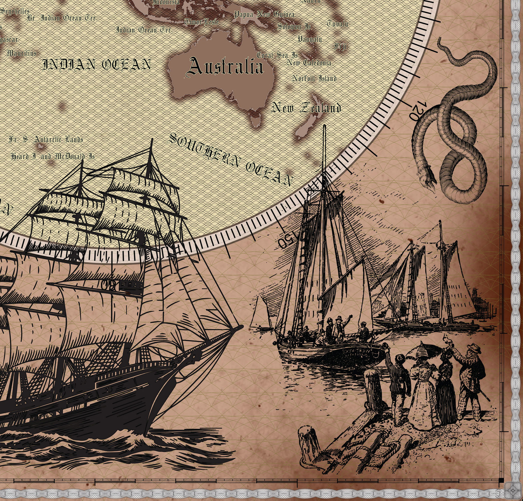 2 Vintage World Map Poster – 24x36 in (300 DPI, Print-Ready JPG) Mercator PRJ warm palette