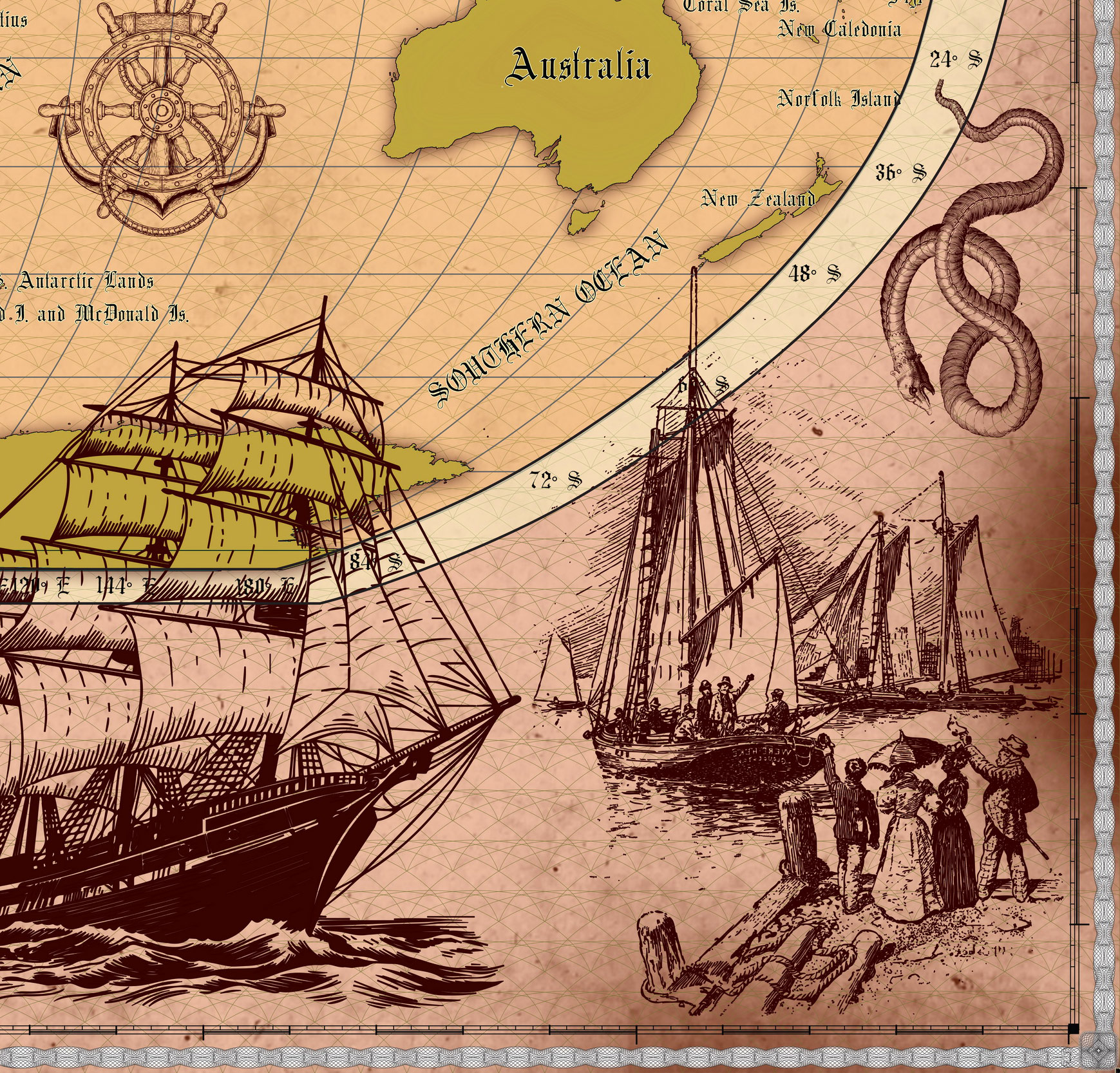 1 Vintage World Map Poster – 24x36 in (300 DPI, Print-Ready JPG) Robinson PRJ warm palette