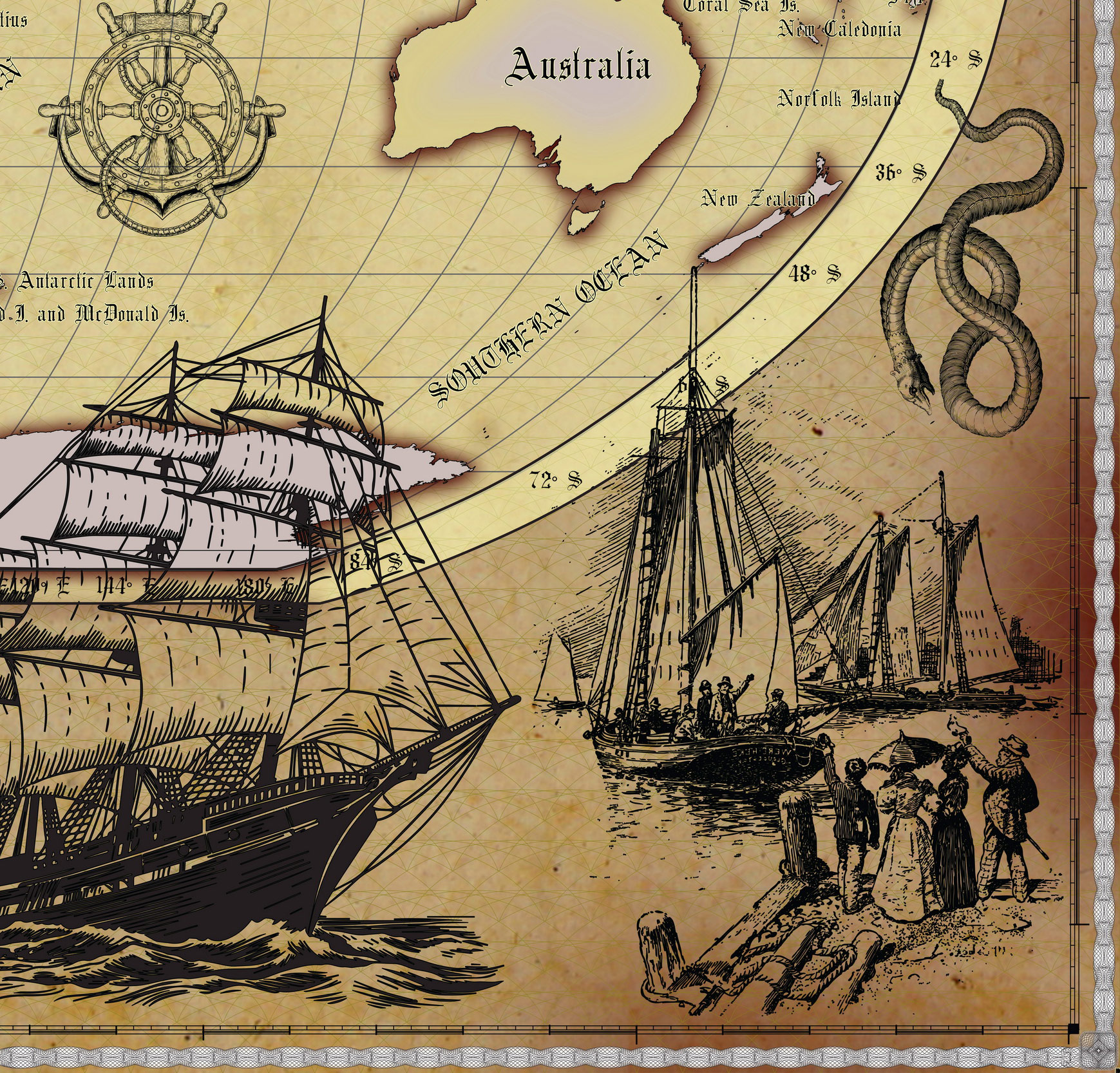 18 Vintage World Map Poster – 24x36 in (300 DPI, Print-Ready JPG) Robinson PRJ saturated colors palette