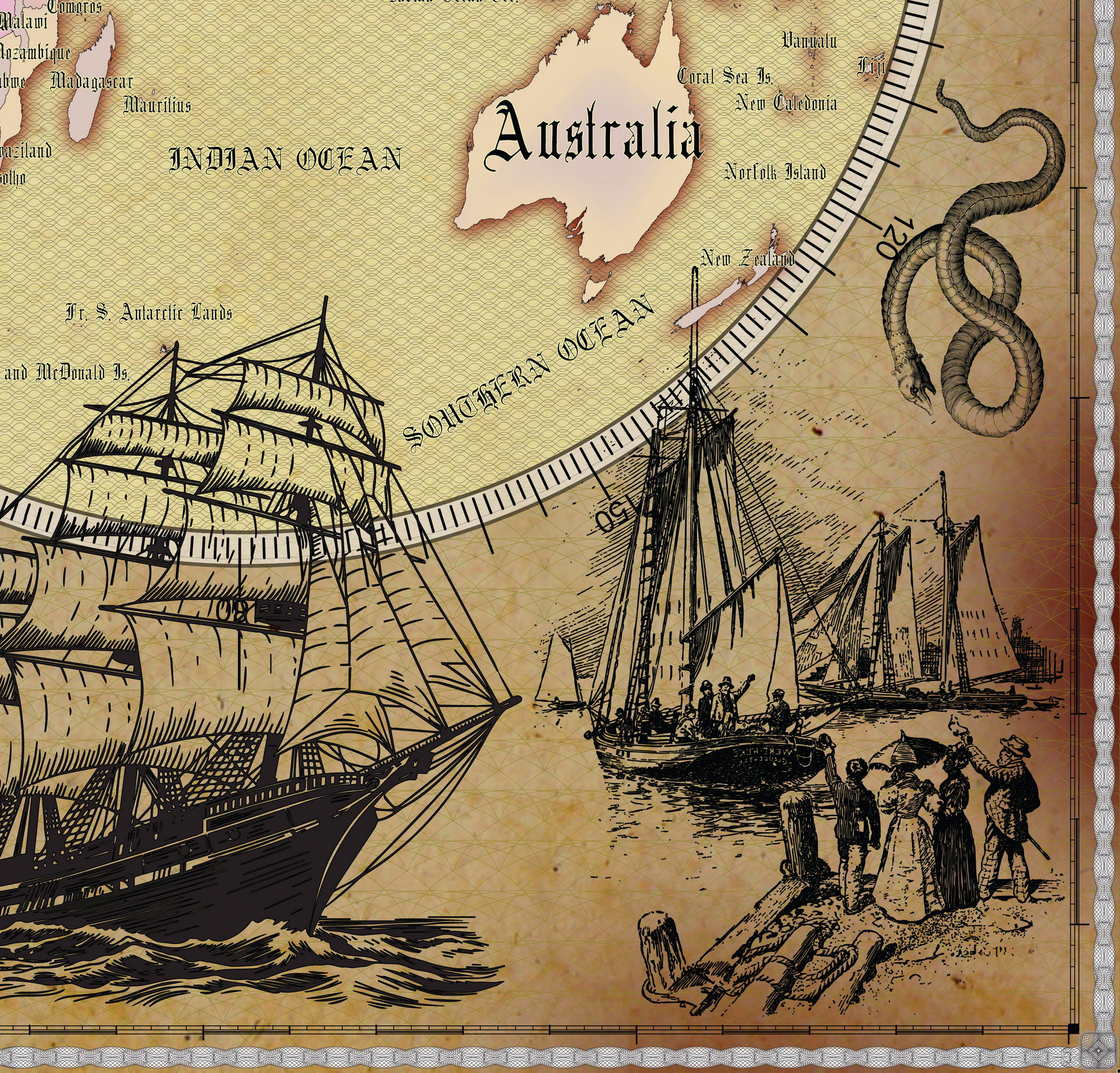 15 Vintage World Map Poster – 24x36 in (300 DPI, Print-Ready JPG) Gall Peters PRJ saturated colors palette