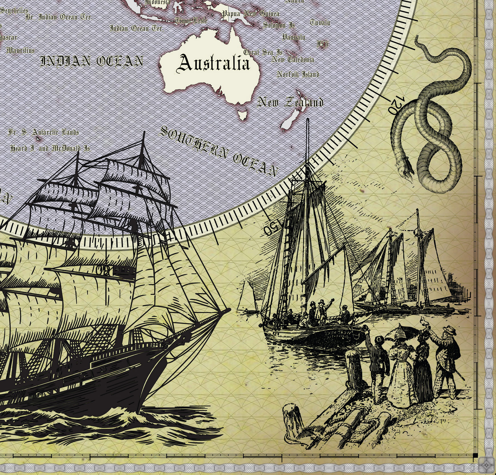 13 Vintage World Map Poster – 24x36 in (300 DPI, Print-Ready JPG) Mercator PRJ blue palette