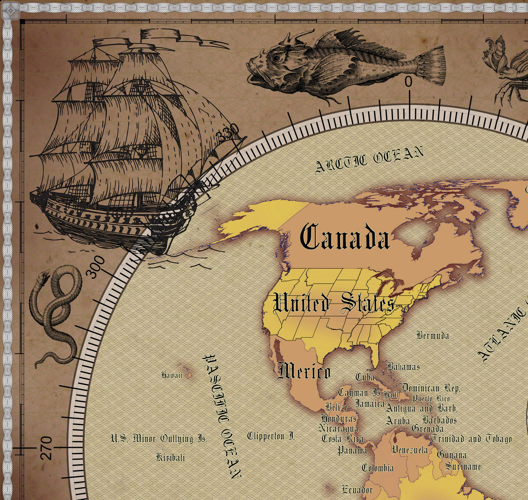 3 Vintage World Map Poster – 24x36 in (300 DPI, Print-Ready JPG) Gall Peters PRJ warm palette