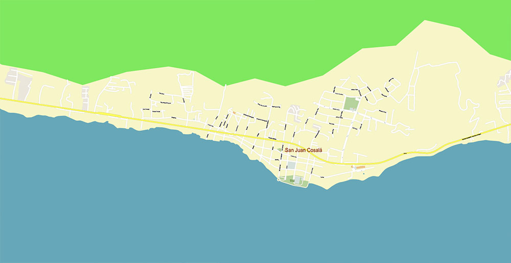 Lago de Chapala Area Jalisco Mexico Map Vector High Detailed Street Map editable Adobe Illustrator in layers