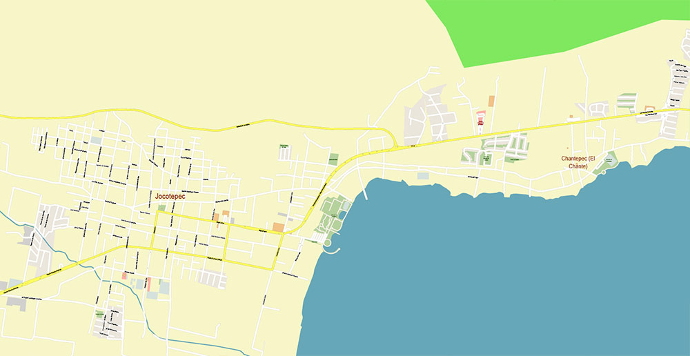 Lago de Chapala Area Jalisco Mexico Map Vector High Detailed Street Map editable Adobe Illustrator in layers