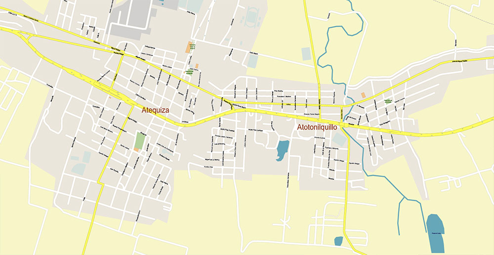 Lago de Chapala Area Jalisco Mexico Map Vector High Detailed Street Map editable Adobe Illustrator in layers