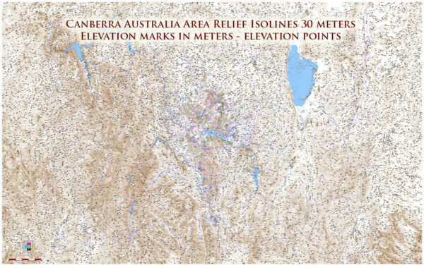 Canberra Region Australia Vector Relief Map for Laser Cutting editable DWG + PDF + Adobe Illustrator Street Map in layers in 1 archive