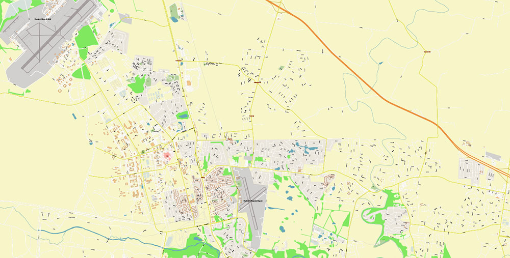 Clarksville Tennessee USA Map Vector High Detailed Street Map editable Adobe Illustrator