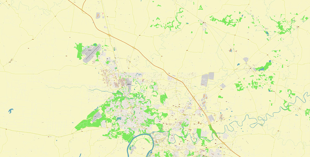 Clarksville Tennessee USA Map Vector High Detailed Street Map editable Adobe Illustrator
