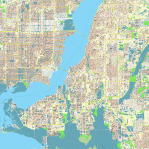 Cape Coral + Fort Myers Florida US Map Vector City Plan High Detailed Street Map editable Adobe Illustrator in layers