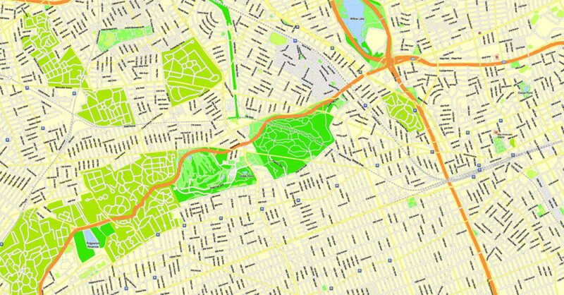 New York City US PDF Map Vector High Detailed Street Map editable Adobe ...