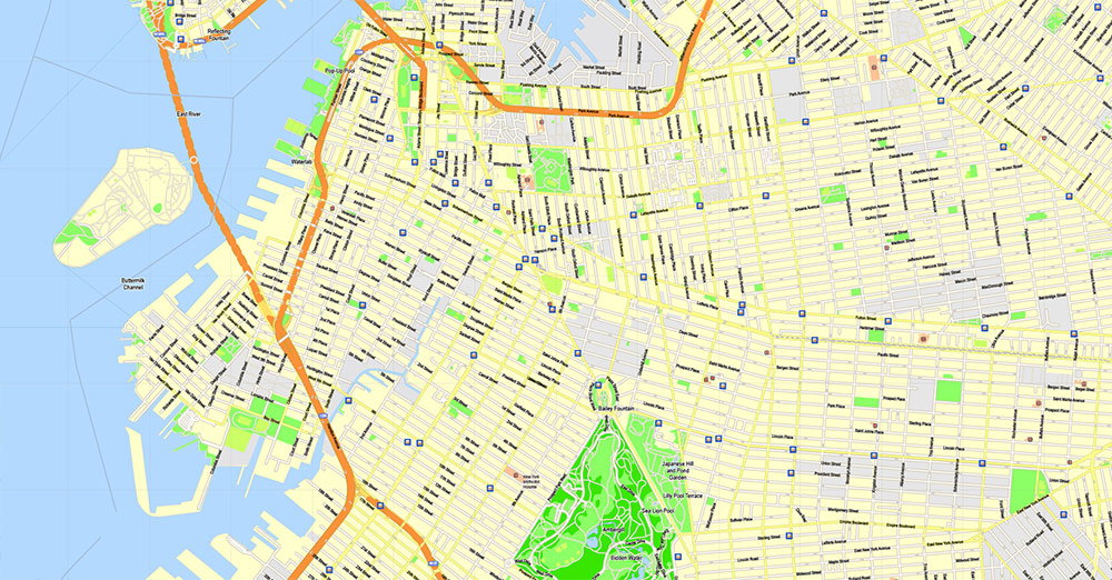 New York City US Map Vector High Detailed Street Map editable Adobe Illustrator in layers v.7