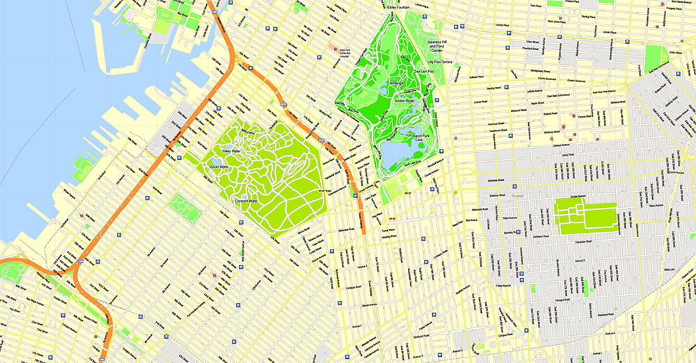 New York City US Map Vector High Detailed Street Map editable Adobe Illustrator in layers v.7