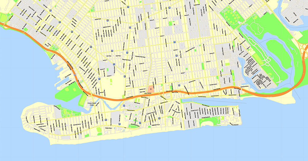 New York City US Map Vector High Detailed Street Map editable Adobe Illustrator in layers v.7