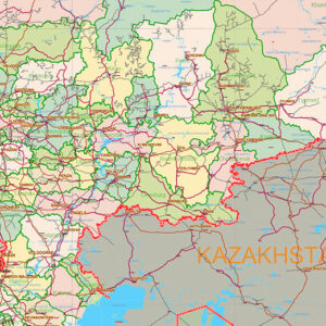 Russia Vector Map high detailed road map + admin areas + cities and main roads and railroads, water objects editable Layered Adobe Illustrator (English)