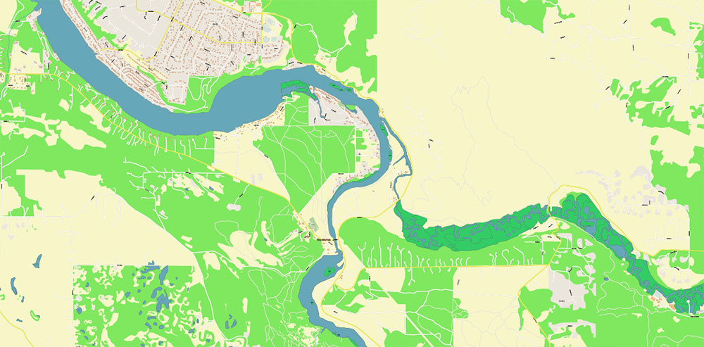 Spokane Washington US Map Vector High Detailed Street Map editable Adobe Illustrator in layers