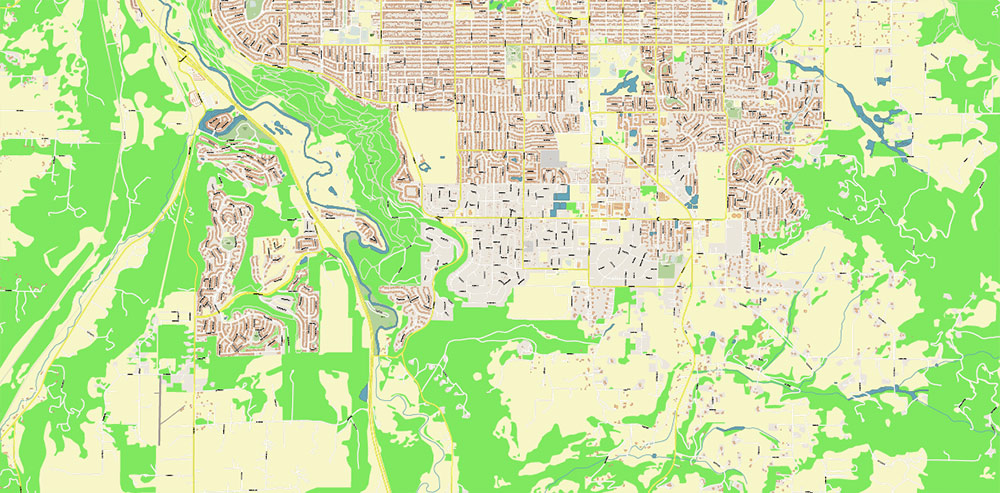 Spokane Washington US Map Vector High Detailed Street Map editable Adobe Illustrator in layers