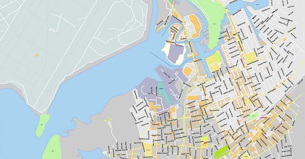 Brooklyn New York US Map Vector Exact City Plan extra detailed Street Map Large Fonts editable Adobe Illustrator in layers