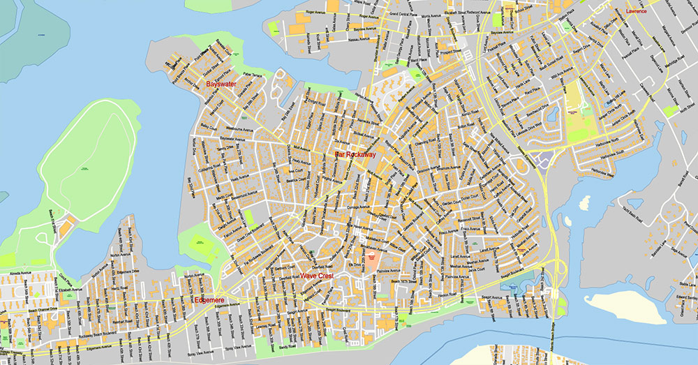 Brooklyn New York US Map Vector Exact City Plan extra detailed Street Map Large Fonts editable Adobe Illustrator in layers