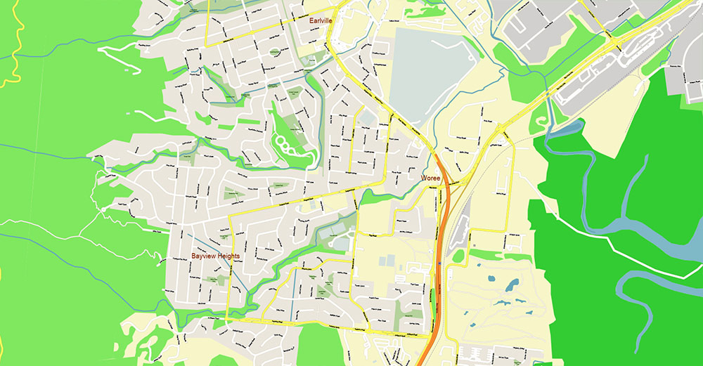 Cairns Area Australia Map Vector High Detailed Street Map editable Adobe Illustrator in layers