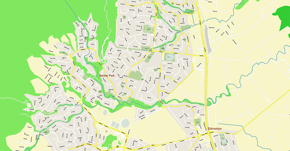Cairns Area Australia Map Vector High Detailed Street Map editable Adobe Illustrator in layers