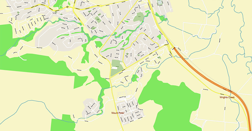 Cairns Area Australia Map Vector High Detailed Street Map editable Adobe Illustrator in layers