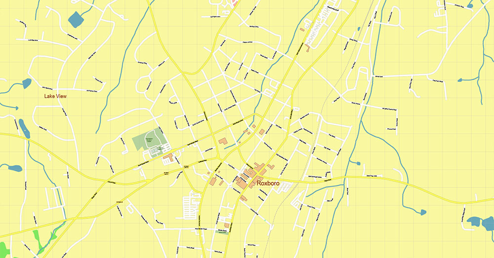 Caswell + Person Counties North Carolina USA Map Vector Exact High Detailed Road Map editable Adobe Illustrator in layers