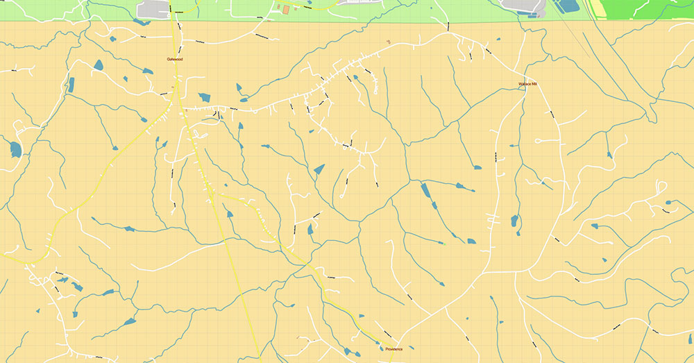 Caswell + Person Counties North Carolina USA Map Vector Exact High Detailed Road Map editable Adobe Illustrator in layers