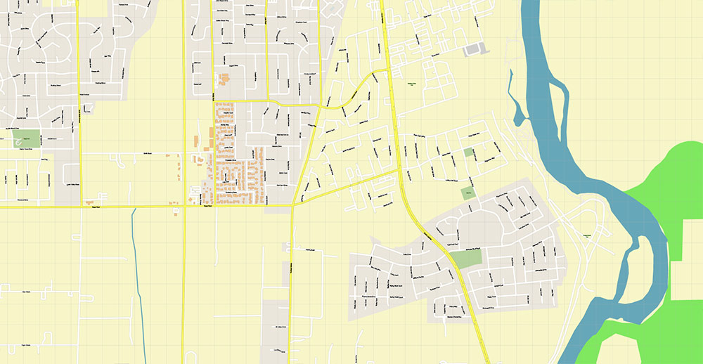 Marysville + Yuba City + Olivehurst California USA Map Vector Exact City Plan High Detailed Street Map editable Adobe Illustrator in layers