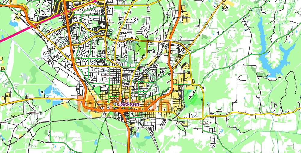 Tornado Area Vector Map: part of Kentucky and Tennessee states US high detailed road map + Shaded Relief editable Adobe Illustrator
