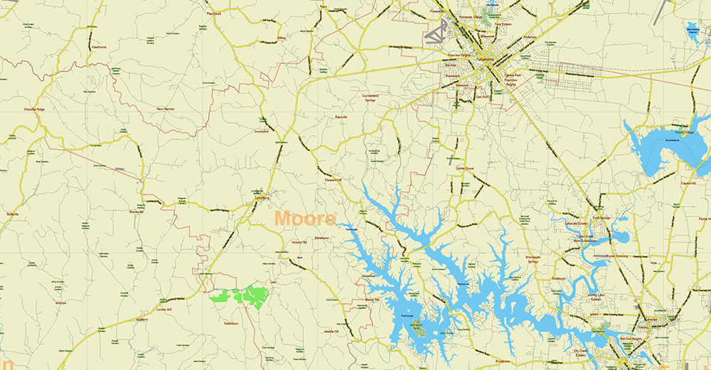 Tornado Area Vector Map: South Kentucky and Northwest Tennessee states US high detailed road map editable Adobe Illustrator