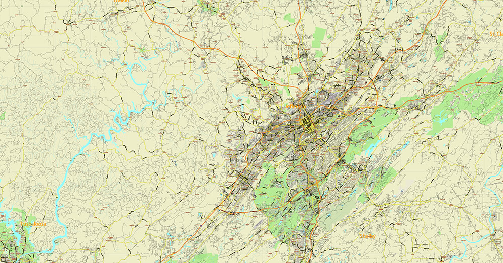 Tuscaloosa - Birmingham Alabama Area Vector Map US high detailed road map editable Adobe Illustrator Tuscaloosa - Birmingham Alabama Area Vector Map US high detailed road map editable Adobe Illustrator