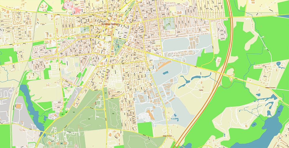 Upper Hudson Valley Albany Area NY USA Map Vector Exact City Plan Extra High Detailed Street Map editable Adobe Illustrator in layers