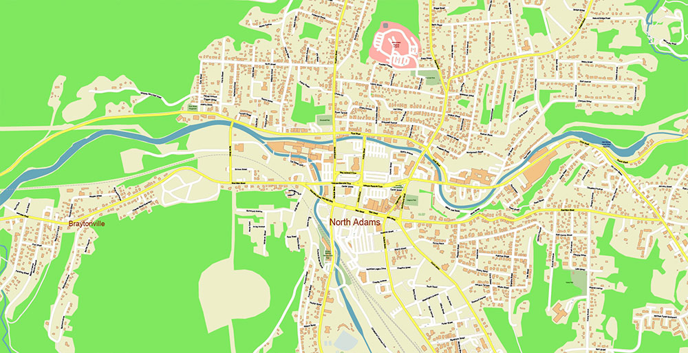 Upper Hudson Valley Albany Area NY USA Map Vector Exact City Plan Extra High Detailed Street Map editable Adobe Illustrator in layers