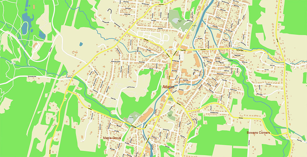 Upper Hudson Valley Albany Area NY USA Map Vector Exact City Plan Extra High Detailed Street Map editable Adobe Illustrator in layers