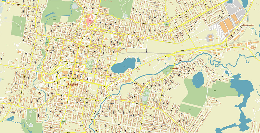 Upper Hudson Valley Albany Area NY USA Map Vector Exact City Plan Extra High Detailed Street Map editable Adobe Illustrator in layers