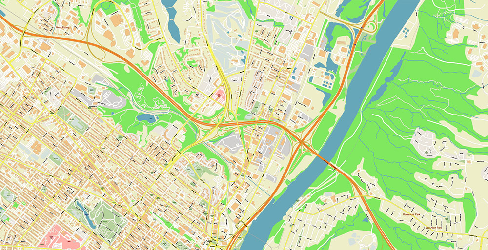 Upper Hudson Valley Albany Area NY USA Map Vector Exact City Plan Extra High Detailed Street Map editable Adobe Illustrator in layers