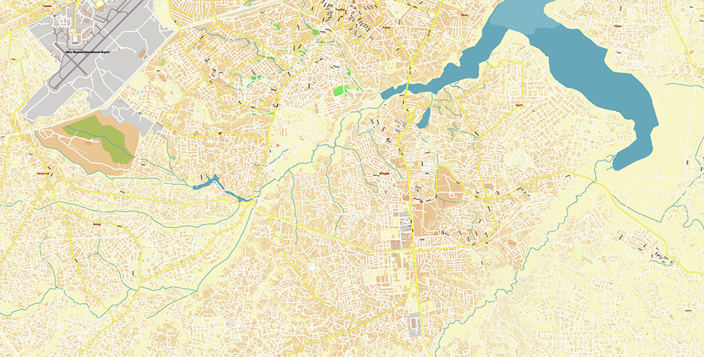 Dar Es Salaam Tanzania Map Vector Exact City Plan High Detailed Street Map editable Adobe Illustrator in layers